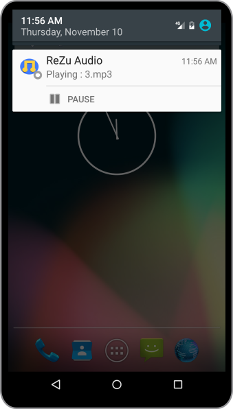 ReZu audio player notifies with pause
